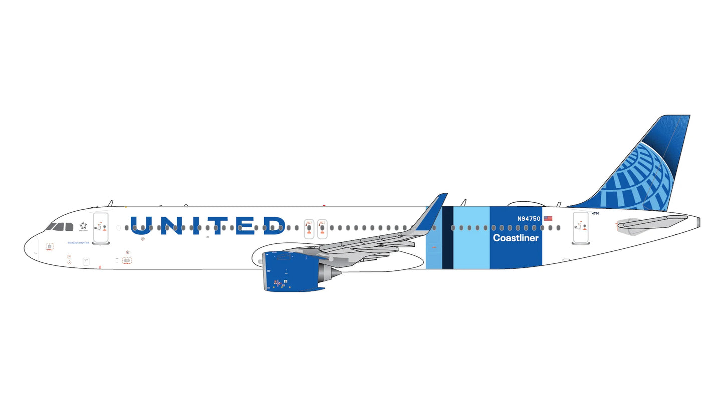 Preorder 1:400 United Airlines A321neo “Coastliner” Gemini Jets