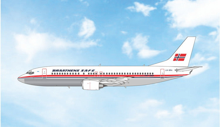 Pre-order 1:400 Braathens SAFE B737-400 “Polished” LN-BRA Phoenix Models