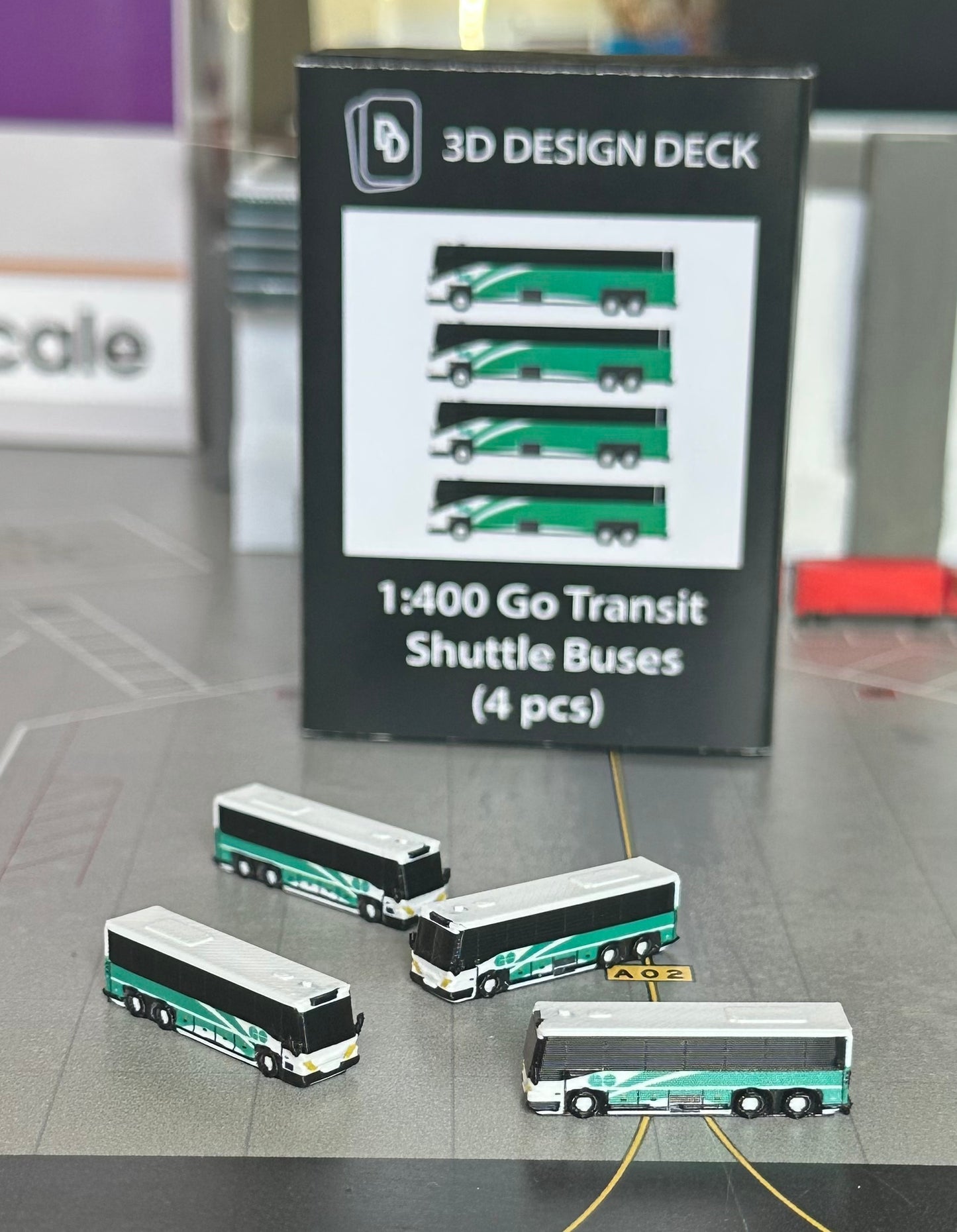 1:400 Prevost H3-45 Coach - GO Bus Set 4pc 3D Design Deck