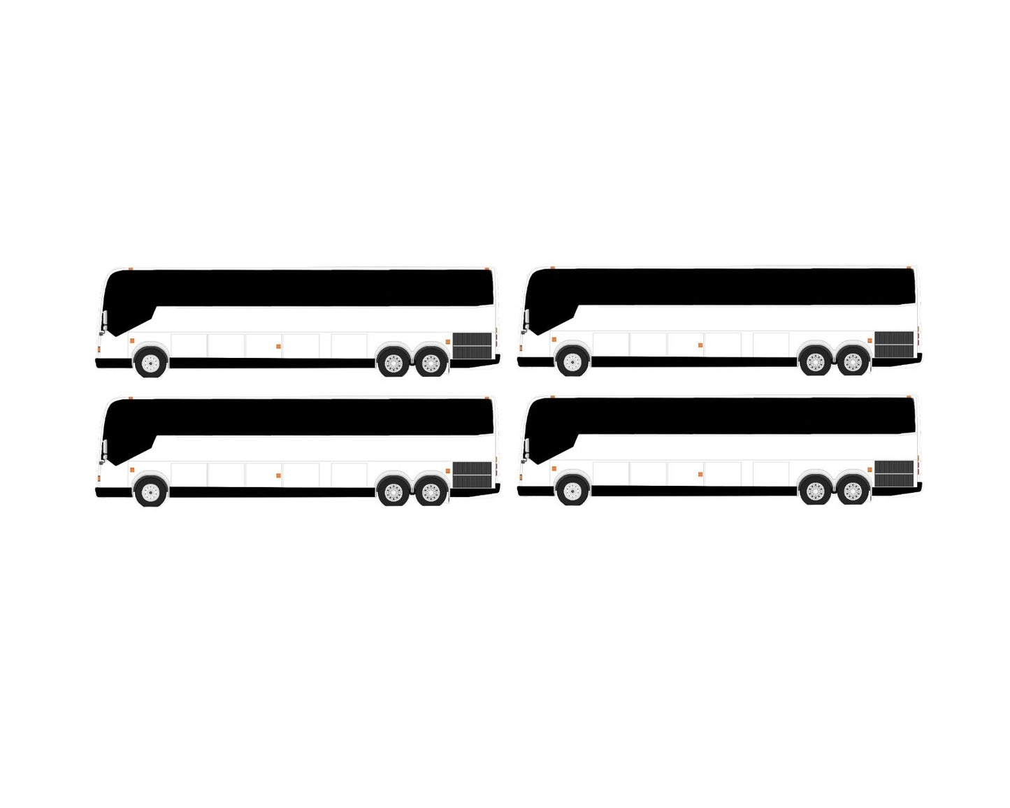 1:400 Prevost H3-45 Coach - Blank Bus Set 4pc 3D Design Deck