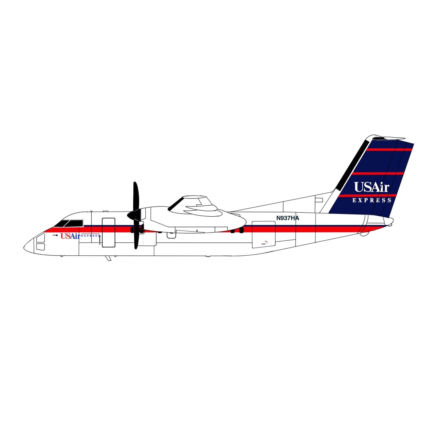 Pre-order* 1:400 USAir Dash 8 Q100 N937HA 3D Design Deck