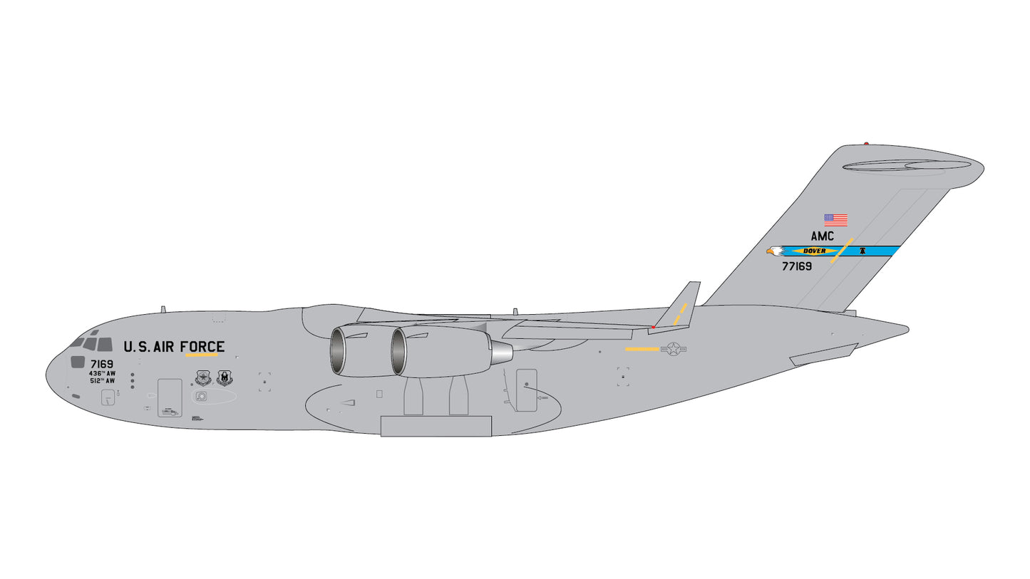 Preorder 1:400 U.S. Air Force C-17A Globemaster "Dover Air Force Base" Gemini Macs