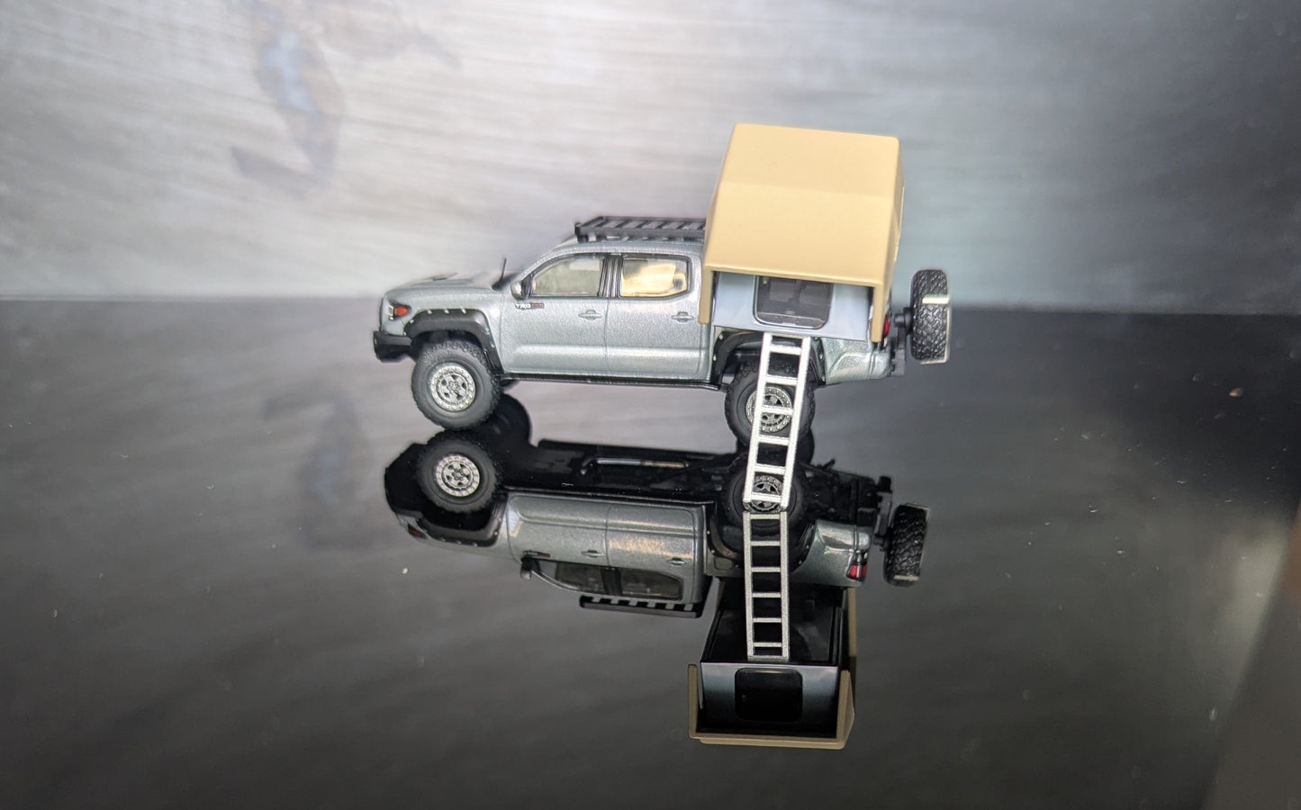 1/64 Toyota Tacoma Silver Camper Unique Model -Diecast Model Car