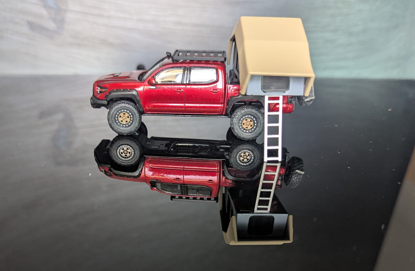 1/64 Toyota Tacoma Red Camper Unique Model -Diecast Model Car