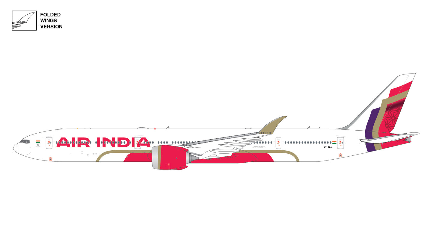 Preorder 1:400 Air India B777-9 “Folded Wingtips” Gemini Jets