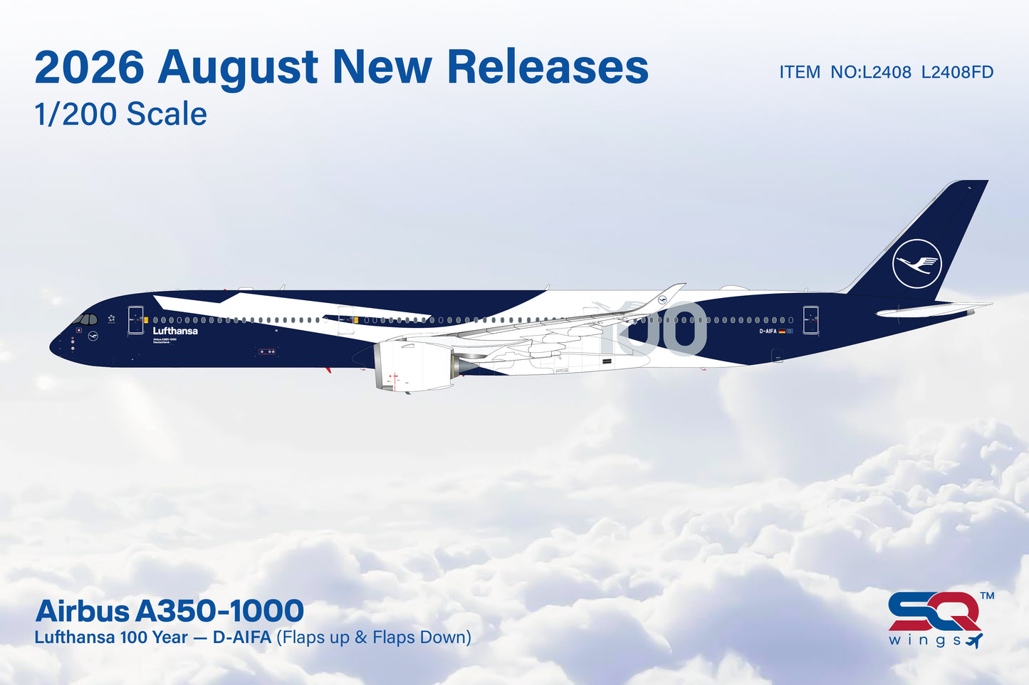 Pre-order 1:200 Lufthansa A350-1000 “100 Year Anniversary” SQ Wings Flaps Down*