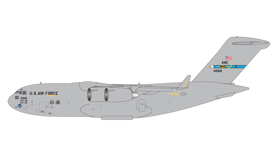 Preorder 1:400 U.S. Air Force C-17A Globemaster "Dover Air Force Base" Gemini Macs