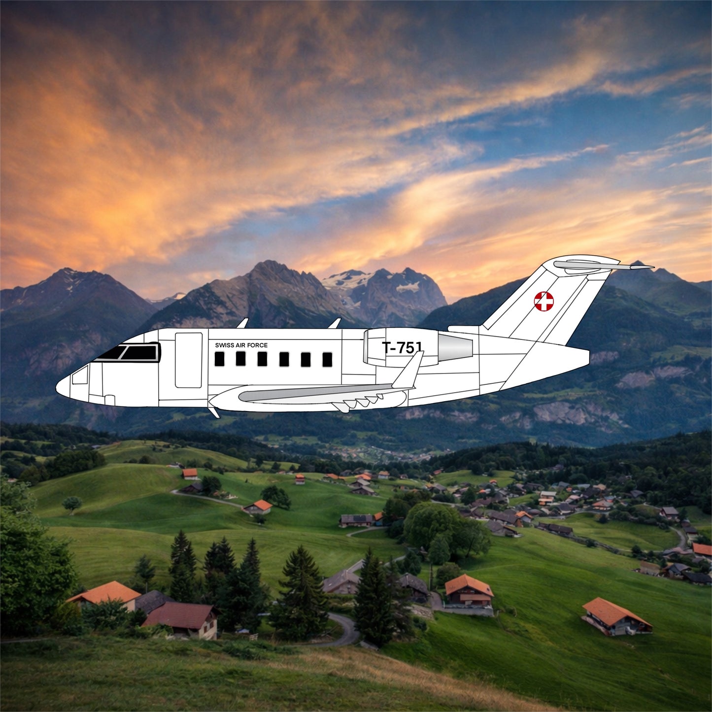 Pre-order* 1:400 Swiss Air Force Challenger 604 T-751 3D Design Deck