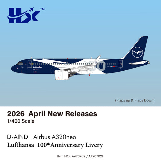 Pre-order 1:400 Lufthansa A320neo D-AIND HX Models Flaps Down*