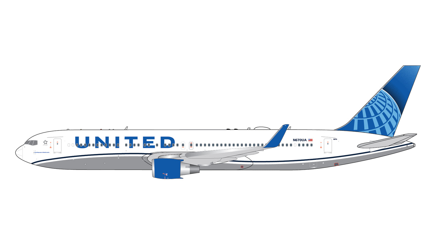 Preorder 1:400 United Airlines B767-300ER “Evo Blue”Gemini Jets