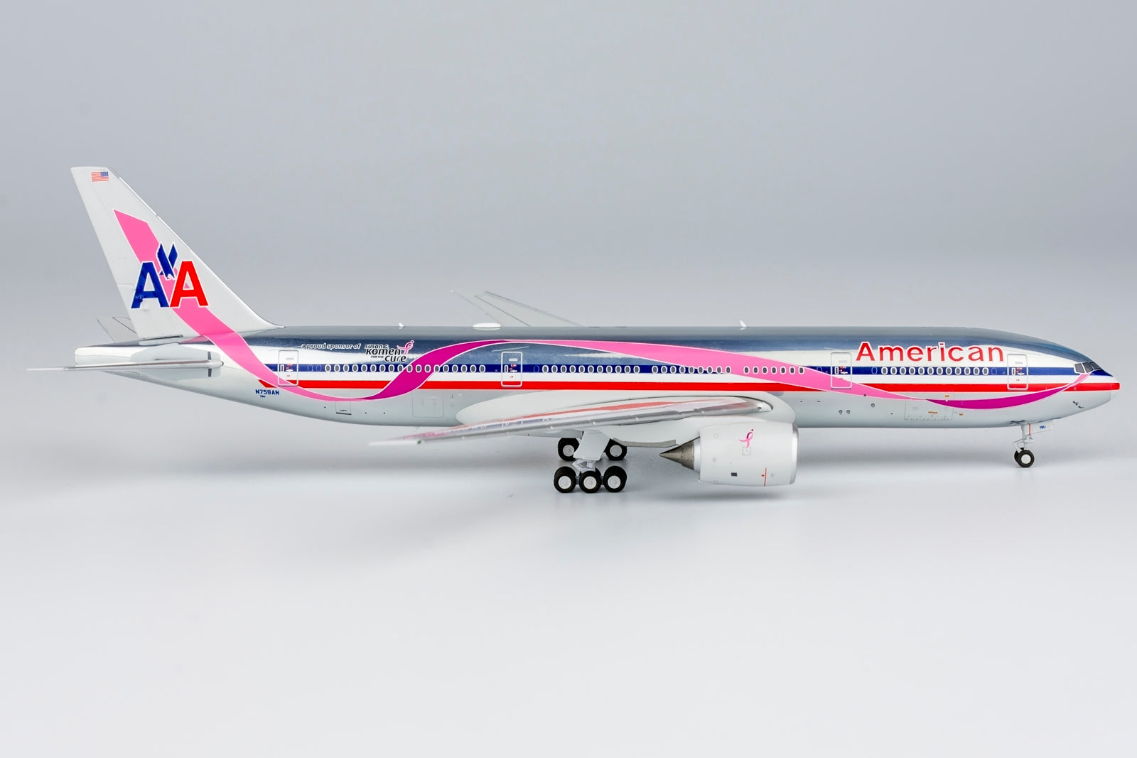 1:400 American Airlines B777-200ER Pink Ribbon, polished. NG 