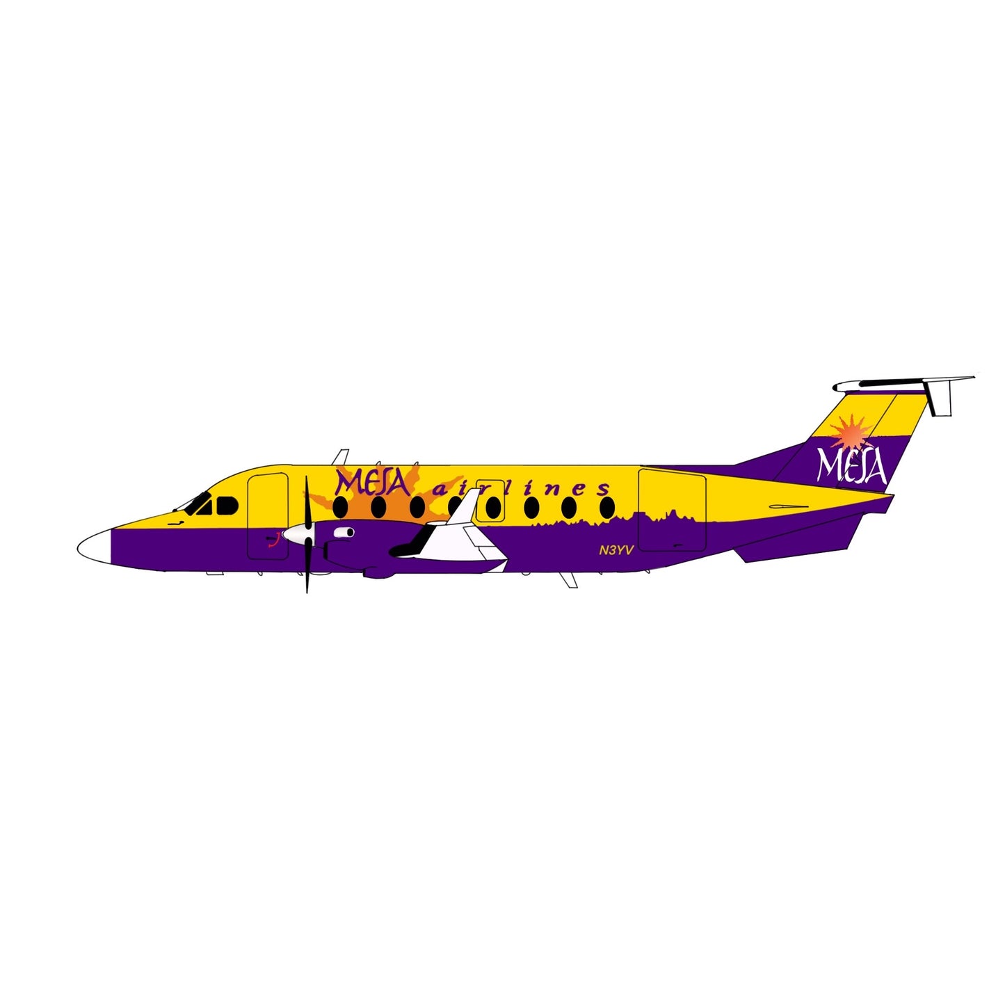 Pre-order* 1:400 Mesa Airlines Beechcraft 1900D “Special Livery” 3D Design Deck