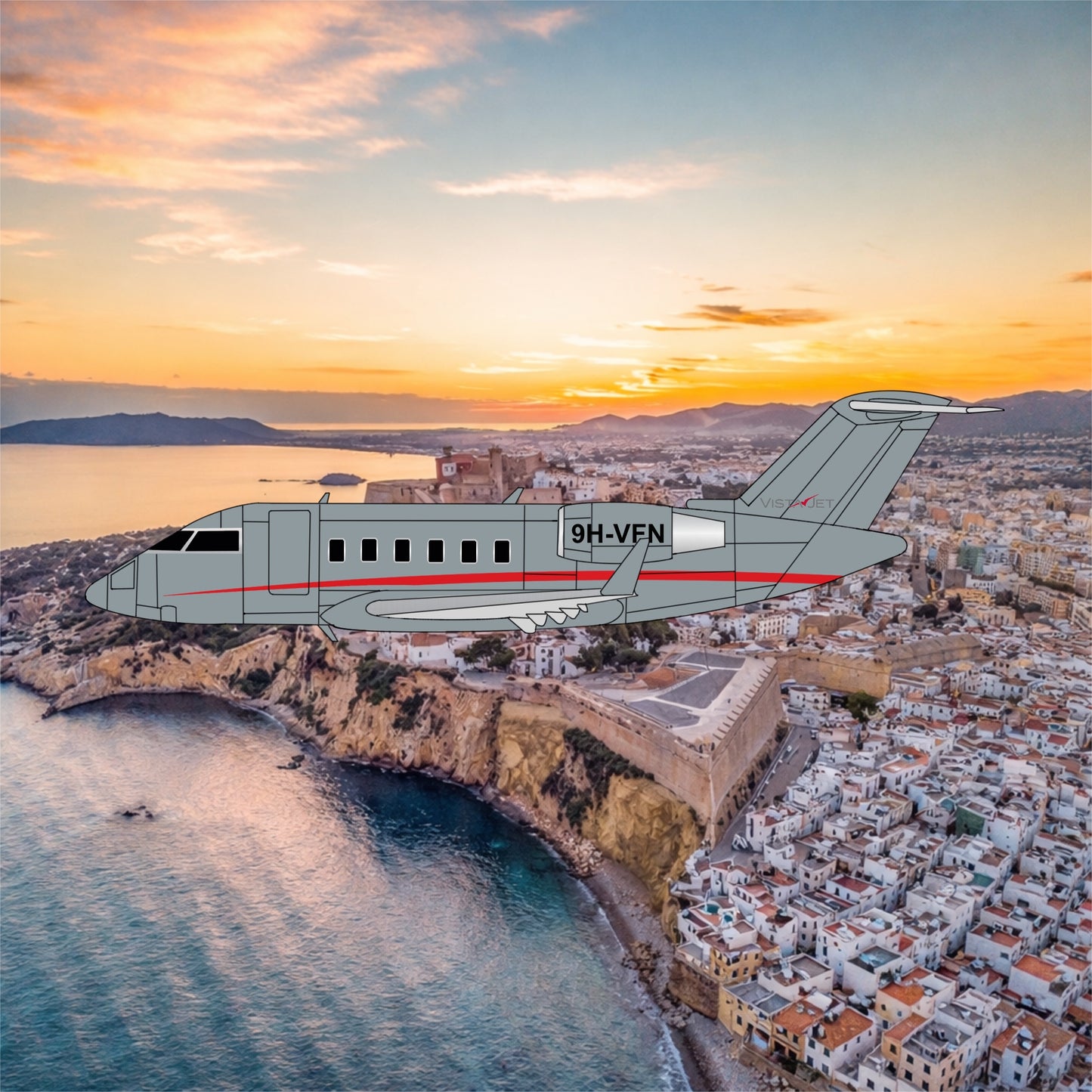 Pre-order* 1:200 VistaJet Challenger 605 9H-VFN 3D Design Deck