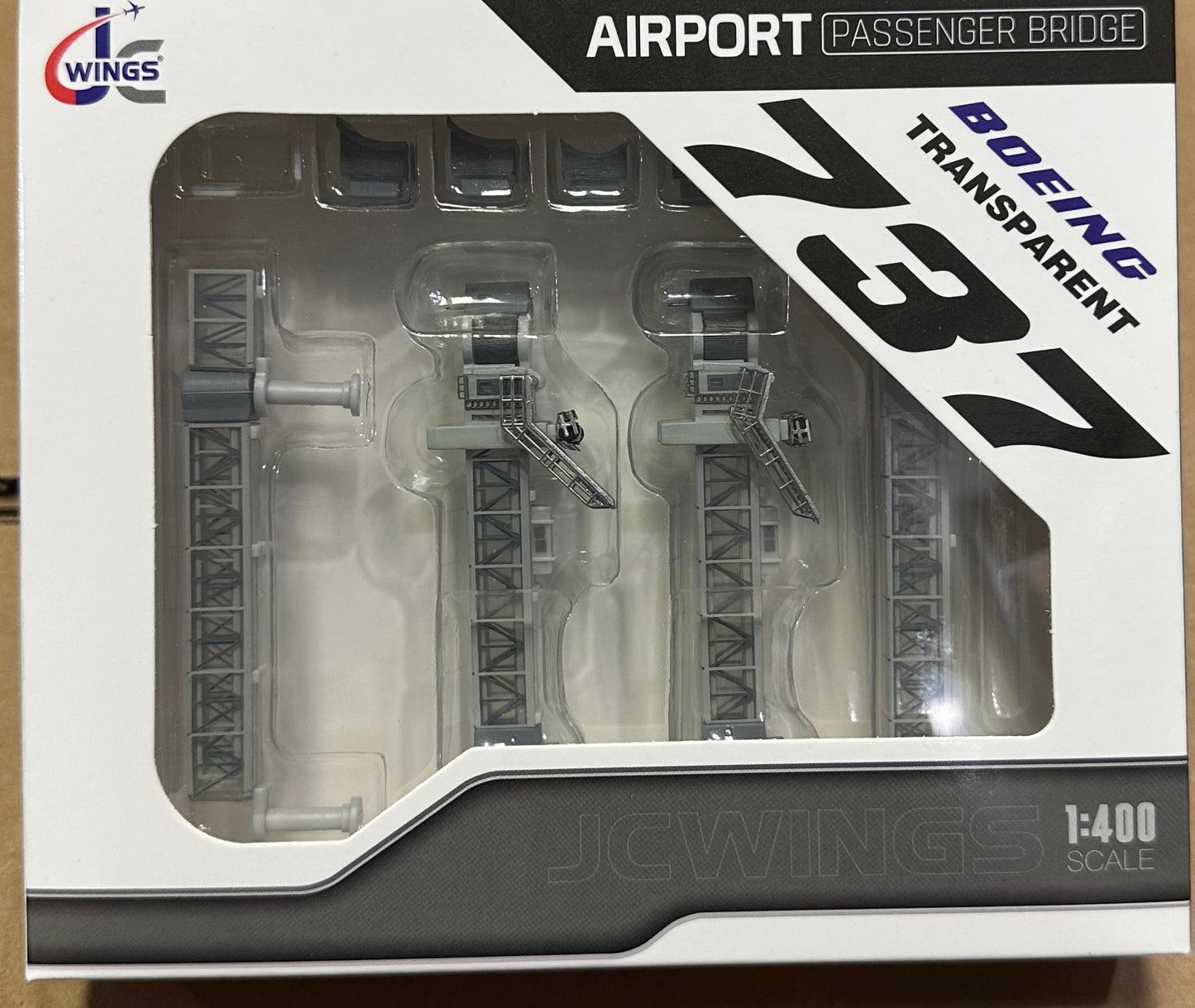 1:400 Airport Passenger Boarding Bridge Set GSE B737 (Transparent) JC Wings