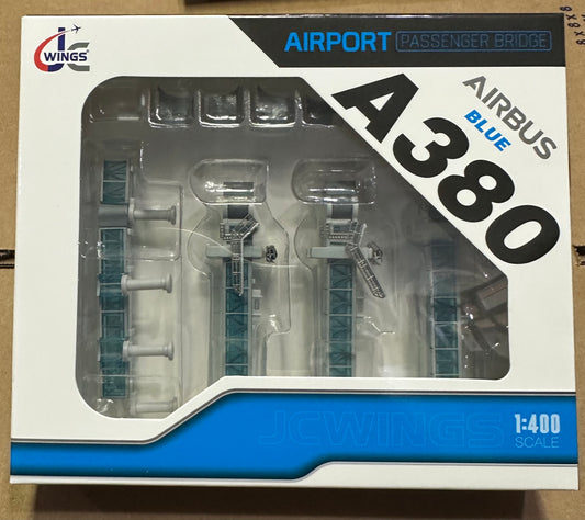 1:400 Airport Passenger Boarding Bridge Set GSE A380 (Blue) JC Wings