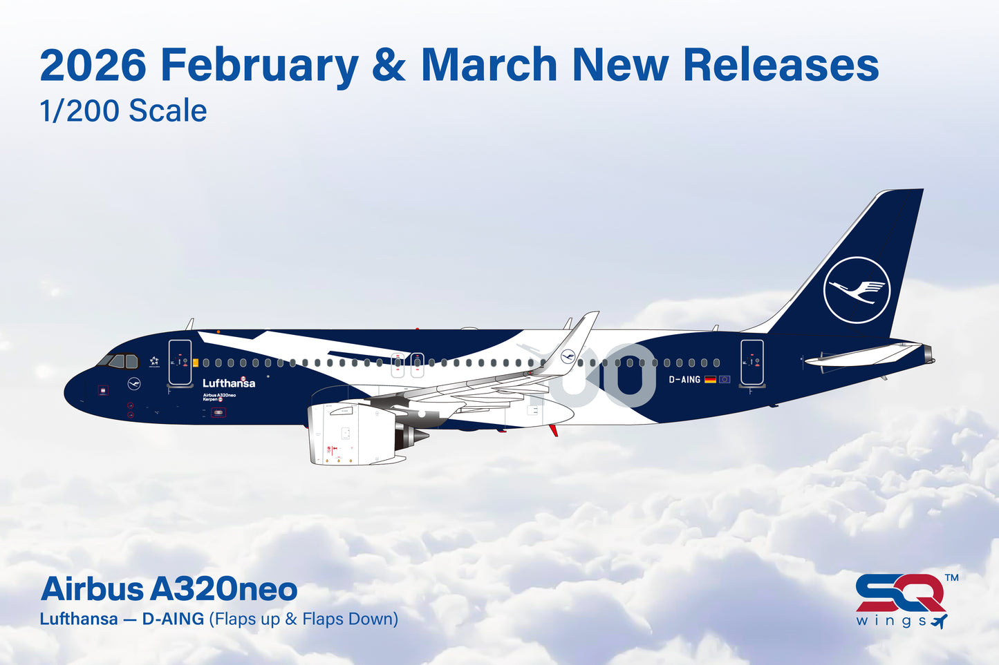 Pre-order 1:200 Lufthansa A320neo “100 Year Anniversary” D-AING SQ Wings