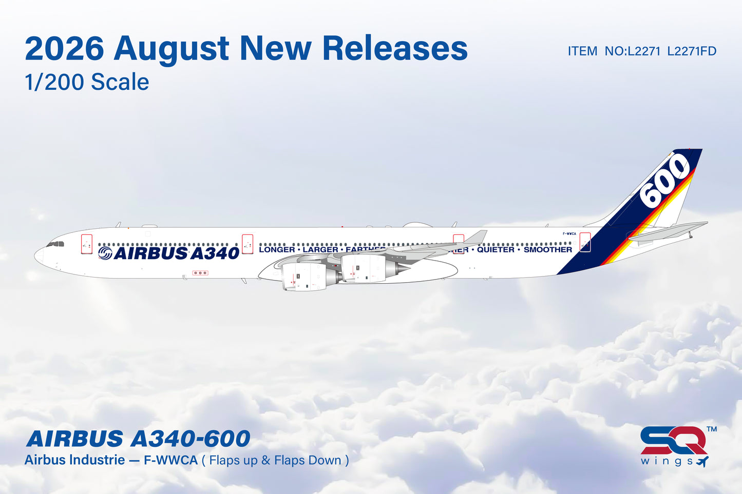Pre-order 1:200 Airbus Industries A340-600 F-WWCA SQ Wings Flaps Down*