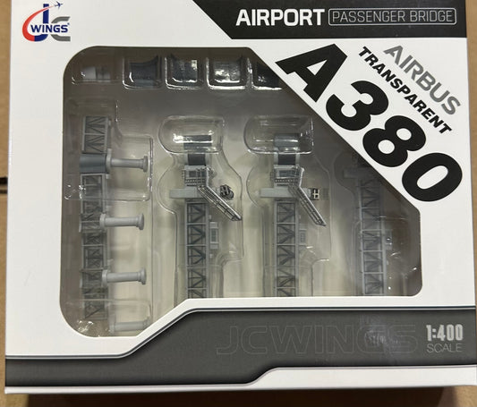 1:400 Airport Passenger Boarding Bridge Set GSE A380 (Transparent) JC Wings