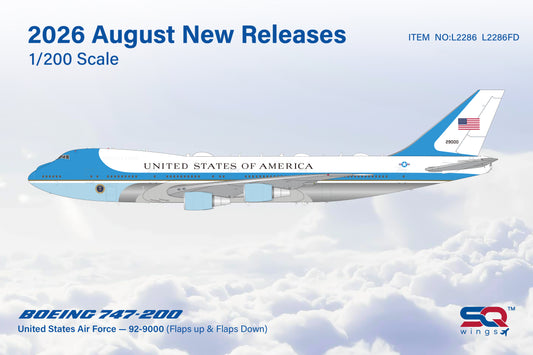 Pre-order 1:200 United States Air Force B747-200 “Air Force One” SQ Wings Flaps Down*