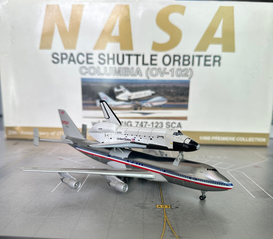 1:400 NASA Space Shuttle Orbitor Columbia & B747-100SCA Twin Pack Dragon Wings