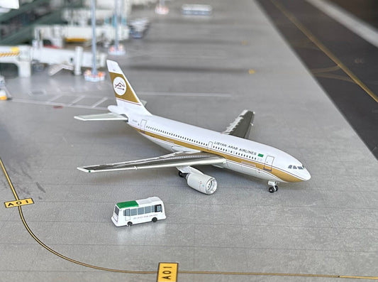 1:400 Libyan Arab Airlines with metal stand and GSE bus* A310-200 Jet X