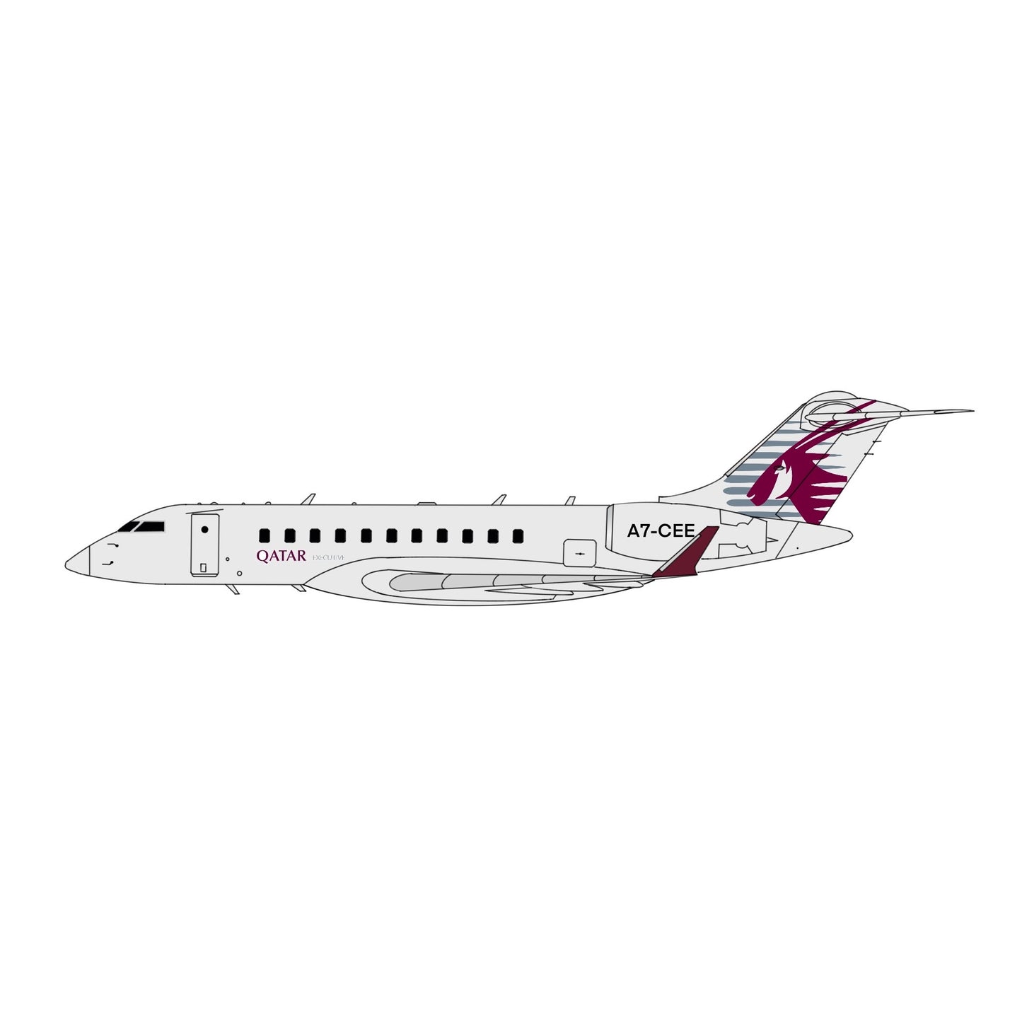 Pre-order* 1:400 Qatar Executive Global 5000 3D Design Deck
