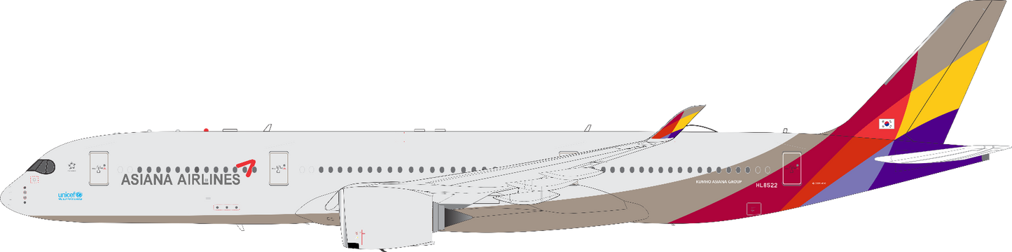 Pre-order 1:400 Asiana Airlines Airbus A350-941 detachable gear Aviation 400