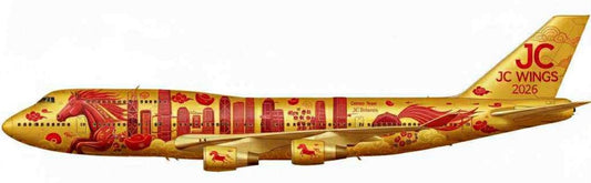 Pre-order 1:400 Year of The Horse  2026 Chinese New Year Celebration Model B747-400 JC Wings