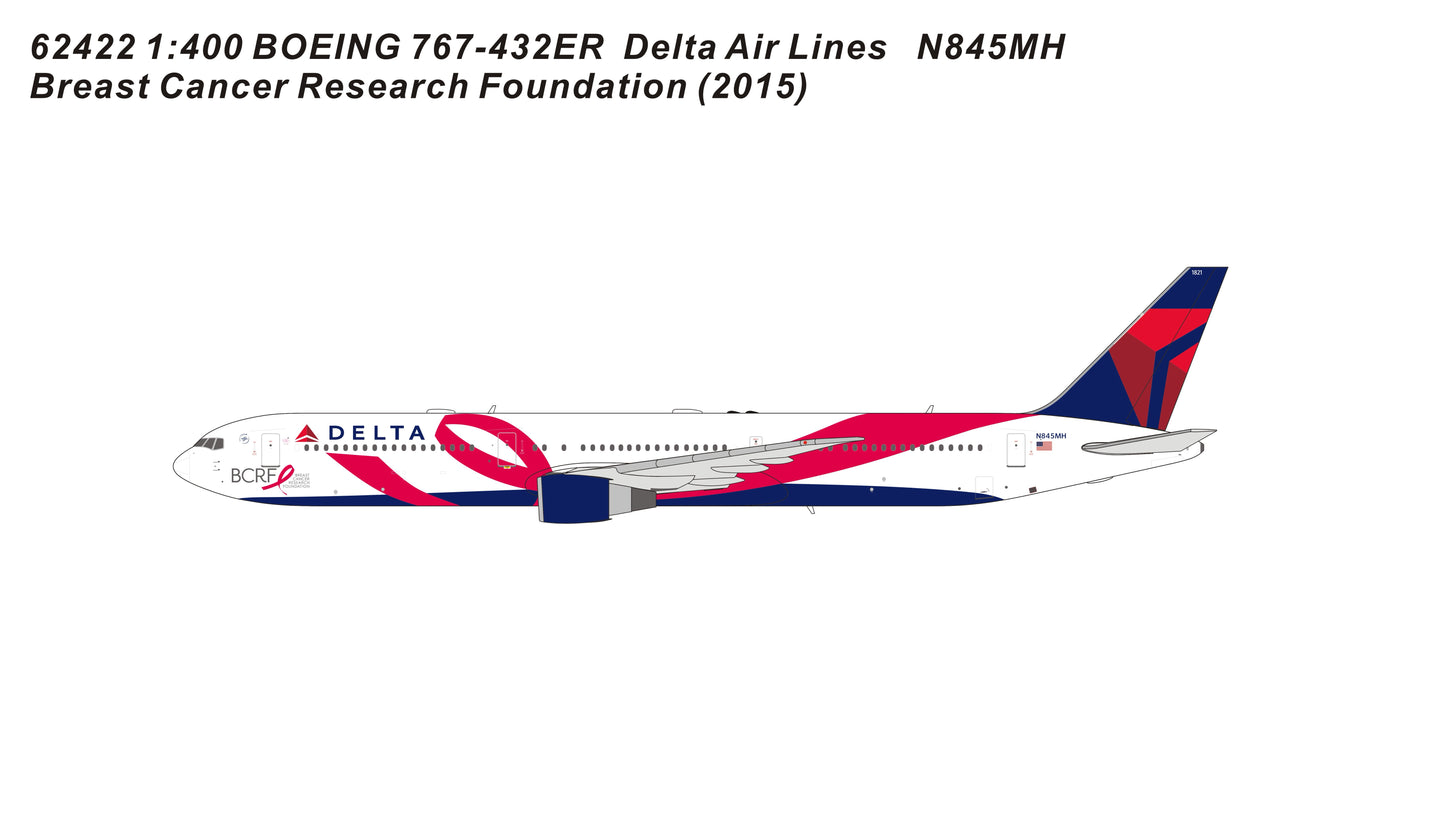 Pre-order 1:400 Delta Air Lines B767-400ER Breast Cancer Research Foundation 2015 Pandamodel