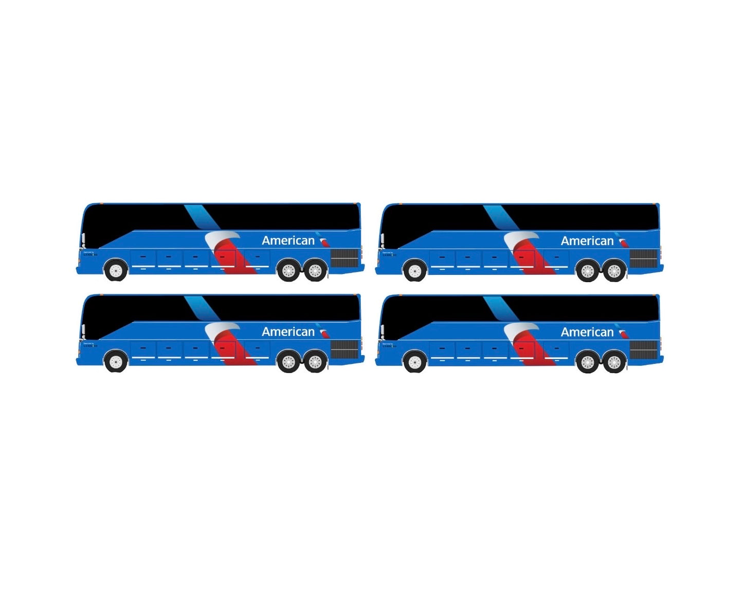 Pre-order* 1:400 Prevost H3-45 Coach - American Airlines Bus Set 4pc 3D Design Deck