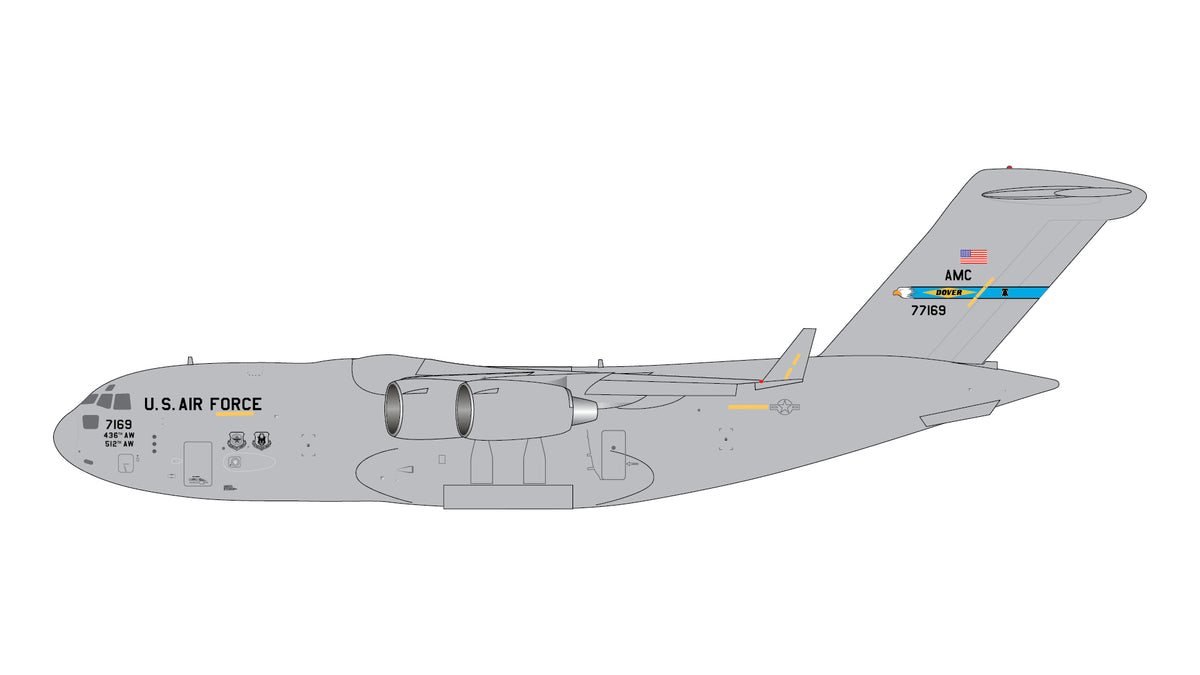 Preorder 1:400 U.S. Air Force C-17A Globemaster "Dover Air Force Base" Gemini Macs