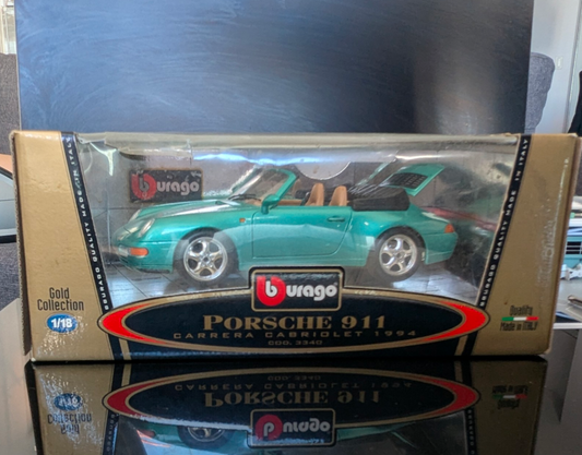 1/18 1994 Porsche 911 Carrera Cabriolet Burago -Diecast Model Car