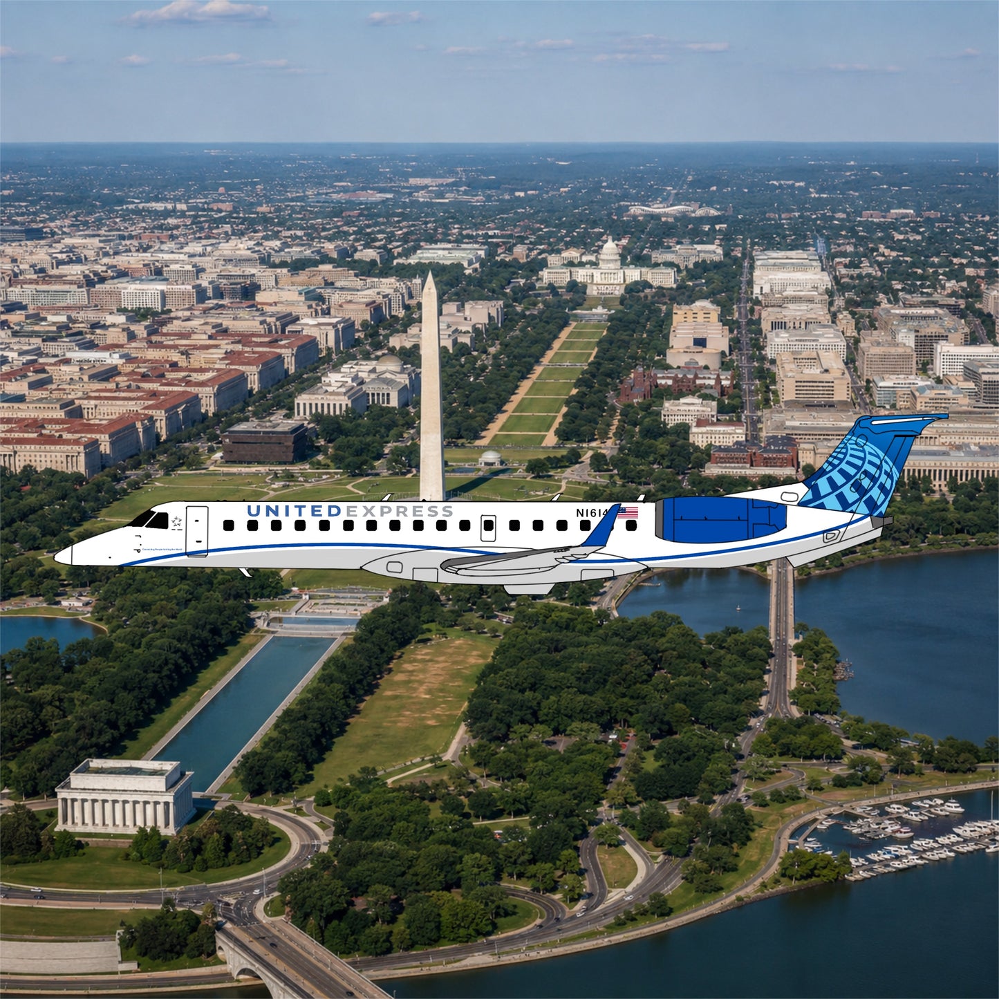 Pre-order* 1:400 United Express Embraer E145XR 3D Design Deck