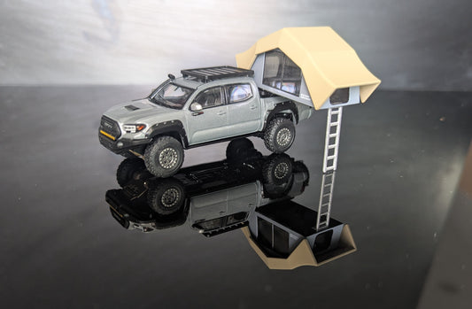 1/64 Toyota Tacoma Silver Camper Unique Model -Diecast Model Car